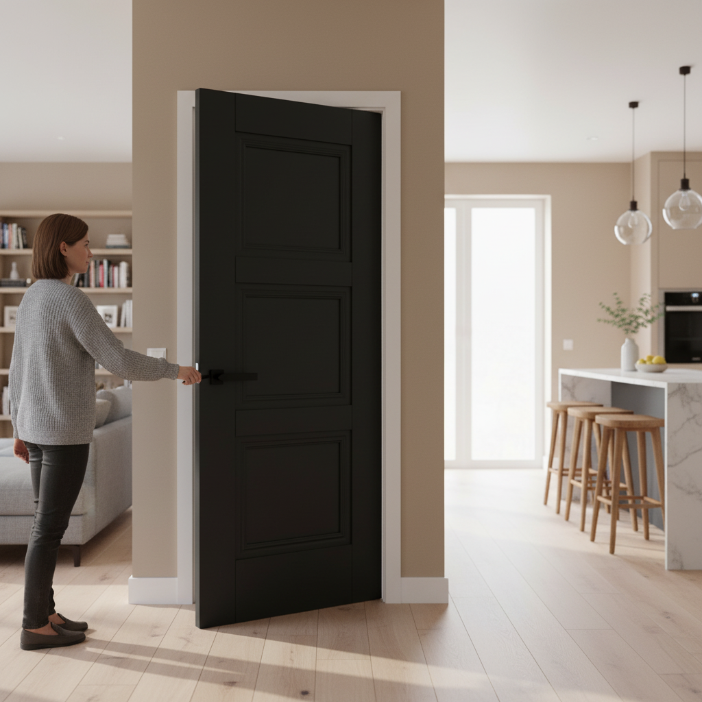 Internal Fully Finished Jet Black Elegance Door - Solid Core