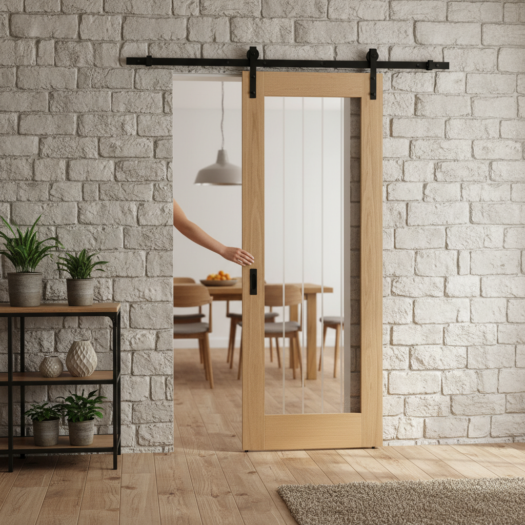 Internal Oak Unfinished Sliding Door Set
