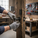 Premium Matt Black Internal Lever Handle Set on Round Rose with Latch Pack and Ball Bearing Hinges