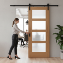 Internal Unfinished Shaker Sliding Door Set with 4 Light ...