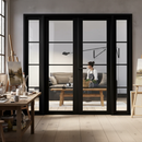 Premium Heavy Duty Room Divider with Clear Safety Glass, Black Finish, and Complete Assembly Kit for Elegant Space Separation