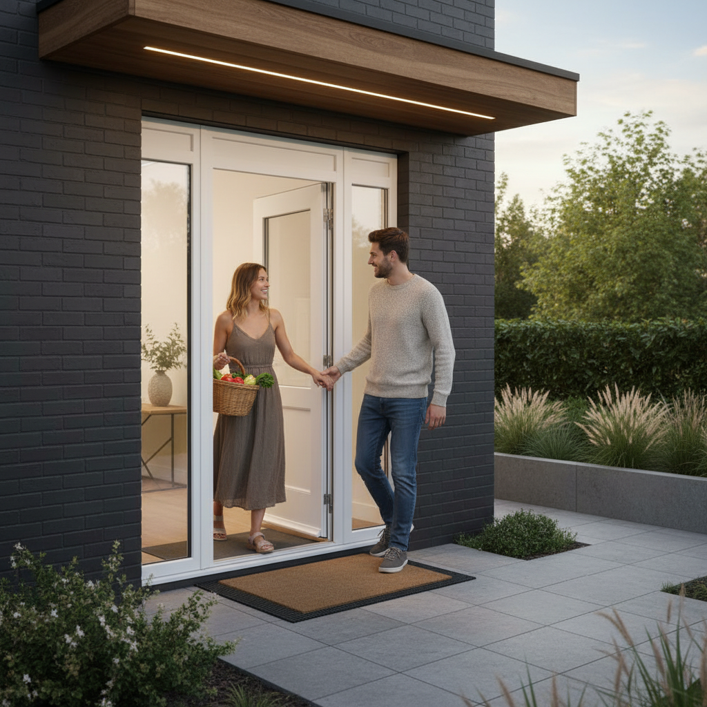 External White Painted Composite Door with Double Glazing