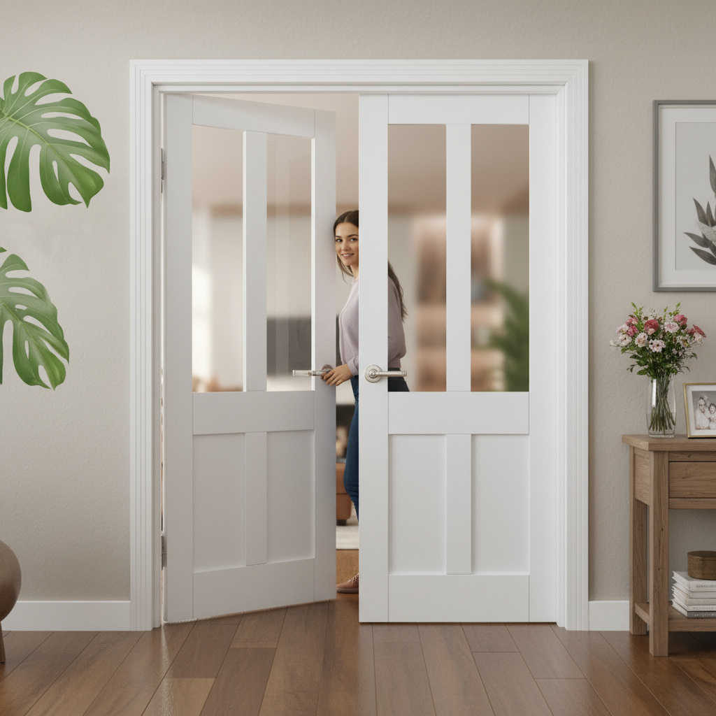 Internal White Primed Victorian 2 Panel 2 Light Obscure G...