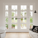 Premium White Shaker 4 Light French Doors with Clear Glazed Demi Panels and Universal Frame for Unique Room Dividers