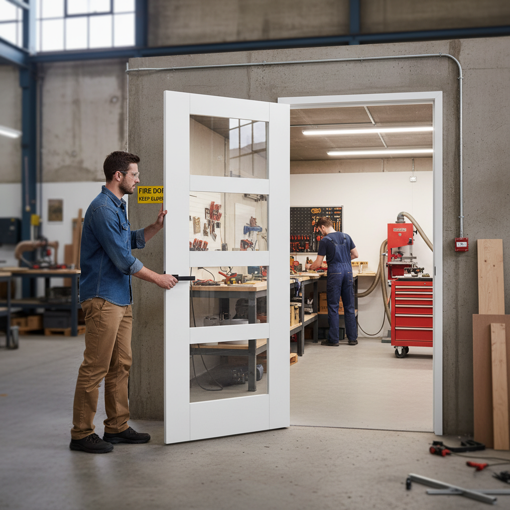 Internal Primed Shaker 4 Light Clear Glass Fire Door