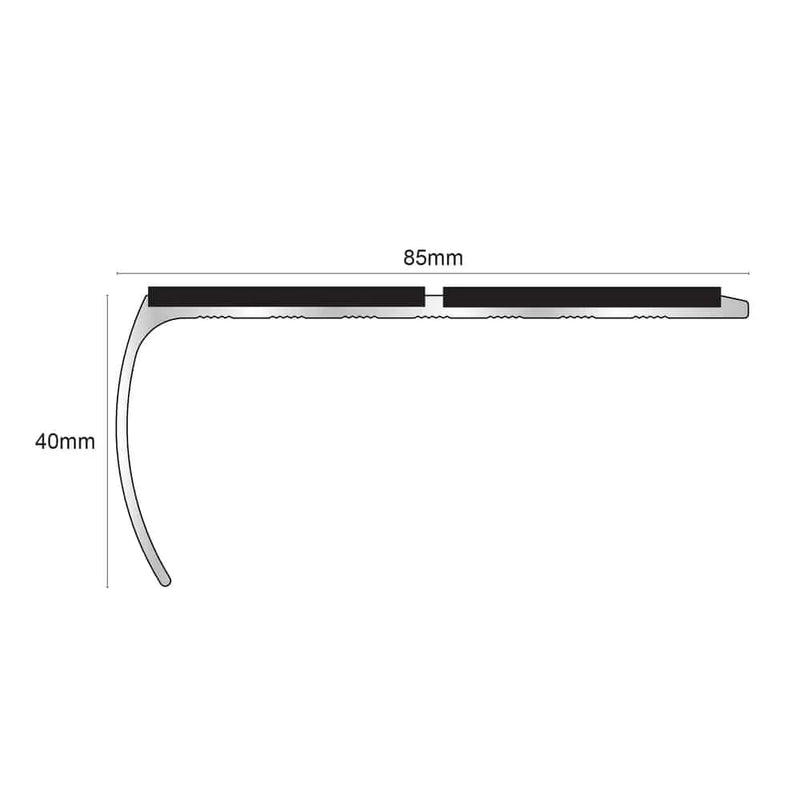 Premium Aluminium Stair Edge Trim 87mm x 40mm Non-Slip PVC Insert