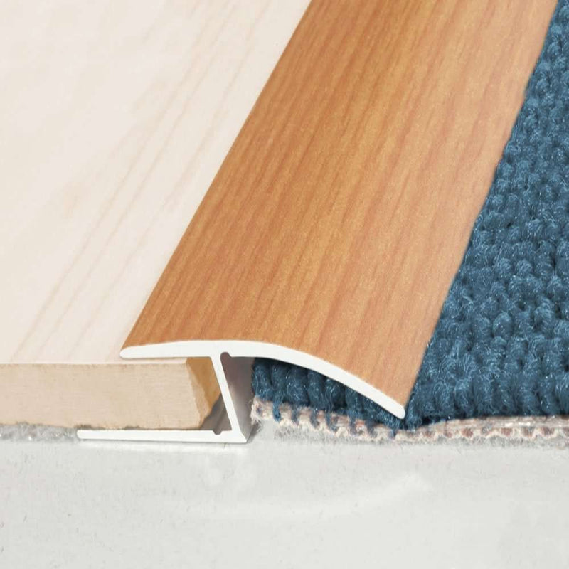 Premium 40mm Aluminium Wood Effect Door Threshold Ramp Easy Install Dual Connect Trim for Seamless Floor Transitions