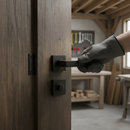 Premium Internal Bathroom Lever Handle on Square Rose Pack - Stylish Matt Black Finish with Privacy Lock and Hinges