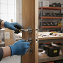 Chrome Lever On Round Rose Bathroom Handle Set | Hinges & Lock | Privacy Function