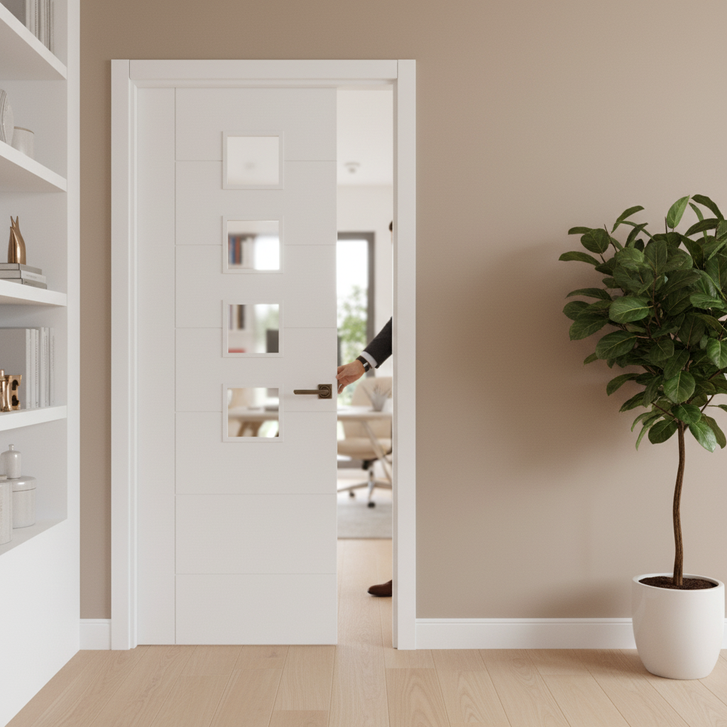 Internal White Pedrena 4 Light Obscure Glass Door