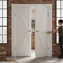 Internal White Primed Barn FLB Pair Door Set