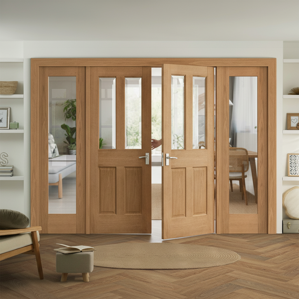 Internal Room Divider Set with Victorian Design and Clear...
