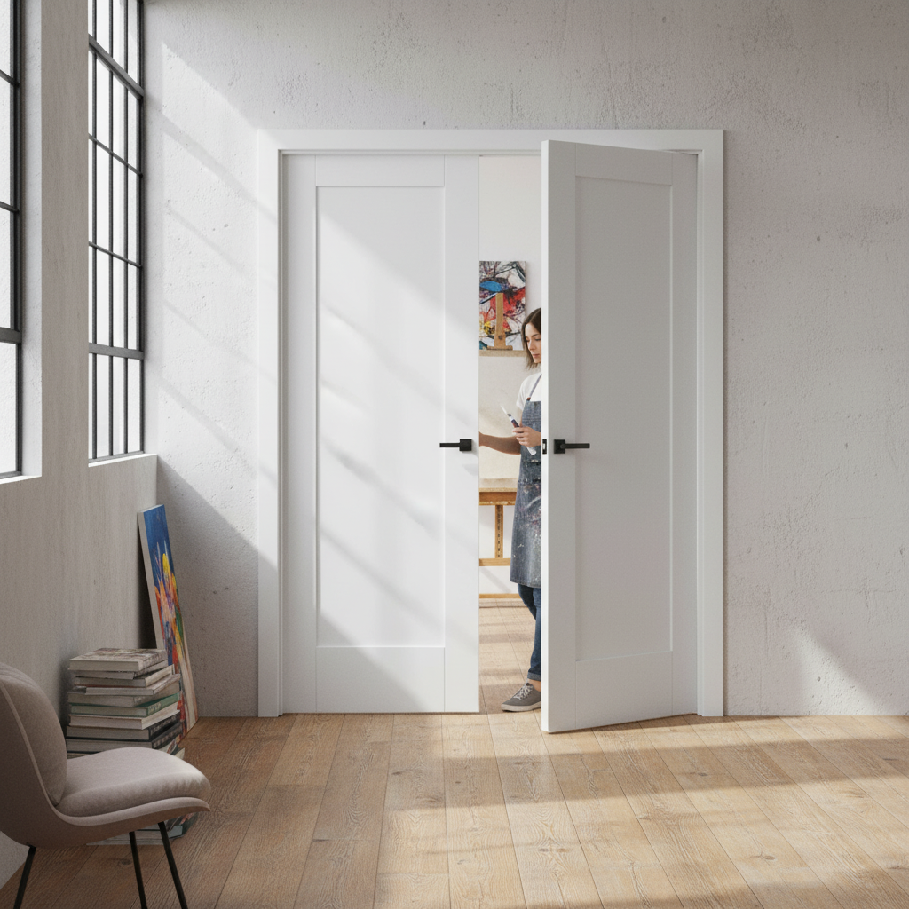 Internal White Primed One-Panel Door Pair - Contemporary ...