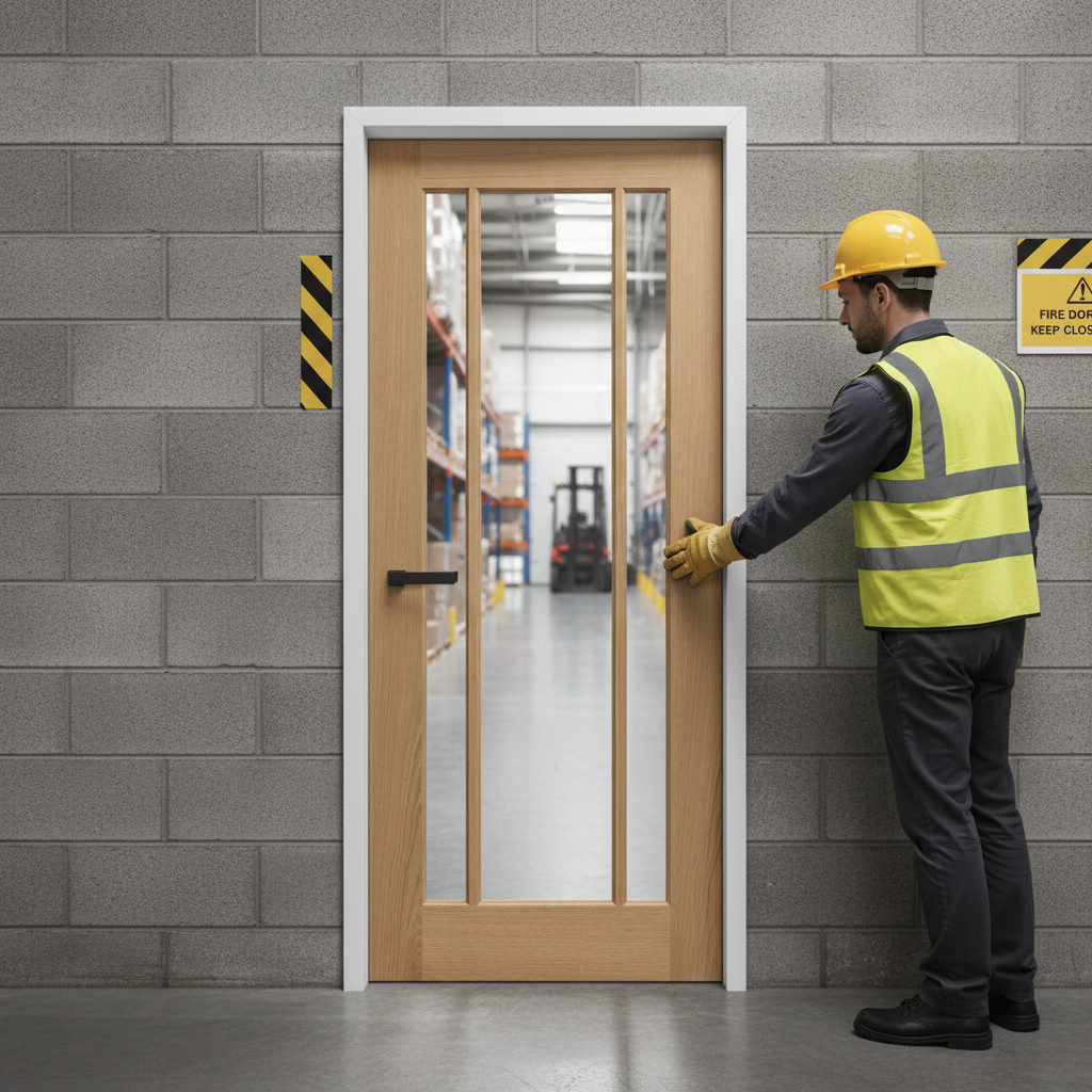 Oak Internal Fully Finished FD30 Fire Door with 3 Light C...