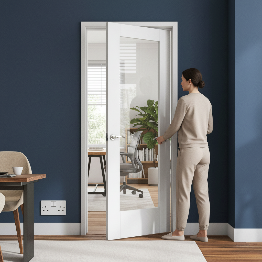 Internal Pattern 10 Clear Glass Door - White Primed, Soli...