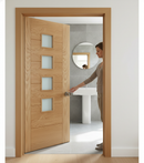 Premium Modern Profile Oak Architrave - 3" Solid Engineered Oak, Unfinished, 5 x 2.1M Double Sets for Door Enhancement