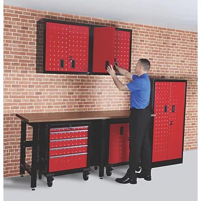 High-Performance Red & Black Steel Garage Wall Unit - 764mm