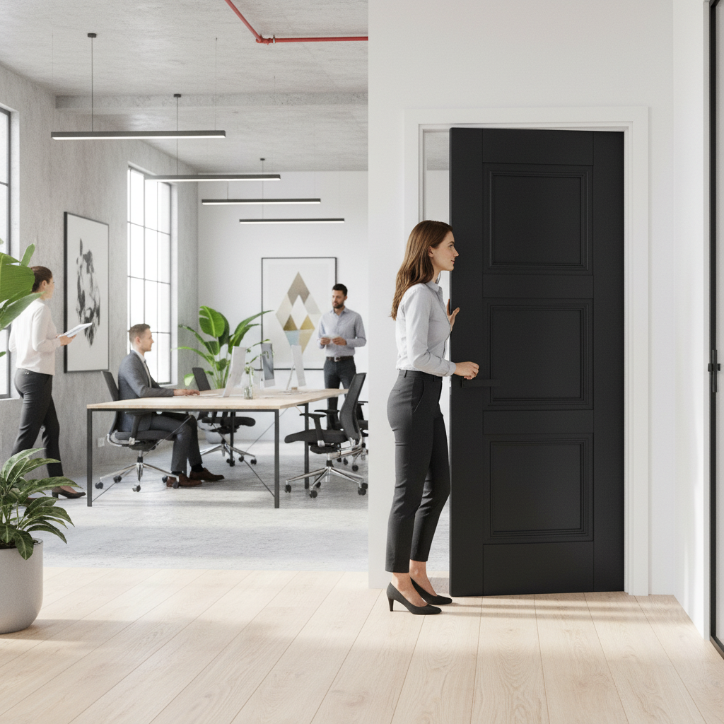 Fully Finished Internal Black Door with 3 Panels - Ready ...