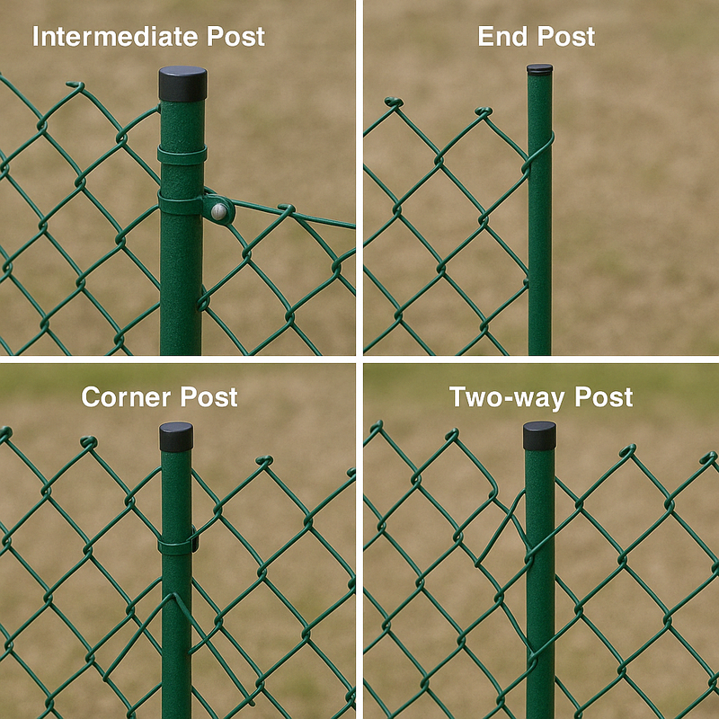 Green Chain Link Fence and Post Kit – L-Shaped Run, Complete Installation Set