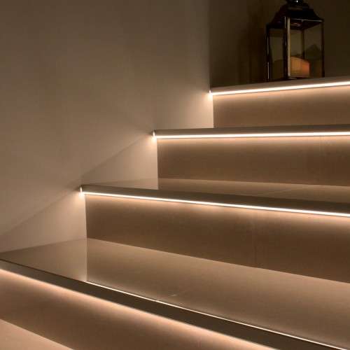 Vision Step & Stair Edge Light Premium RGB & Lighting for Stunning Staircases Matt Silver 9mm/11mm Depth 2.8m Length Durable Professional Finish