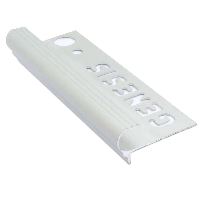 Genesis NAT Tile-In Bullnose Premium 10/12mm Matt Silver Step Edge Profile Impact-Resistant Slip-Prevention Customisable Finish