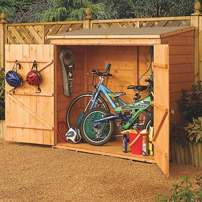 Heavy Duty Shiplap Pent Timber Bike Store For Storing Garden Tools & Bicycles