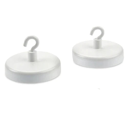 Pack of 10 White Anisotropic Ferrite Pots With Hook For Industrial Use - 47mm Diameter