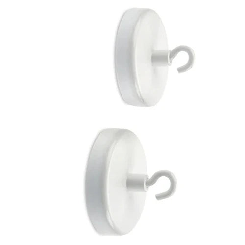 10-Pack White Anisotropic Ferrite Pot With Hook For Retail & Signage - 63mm Diameter