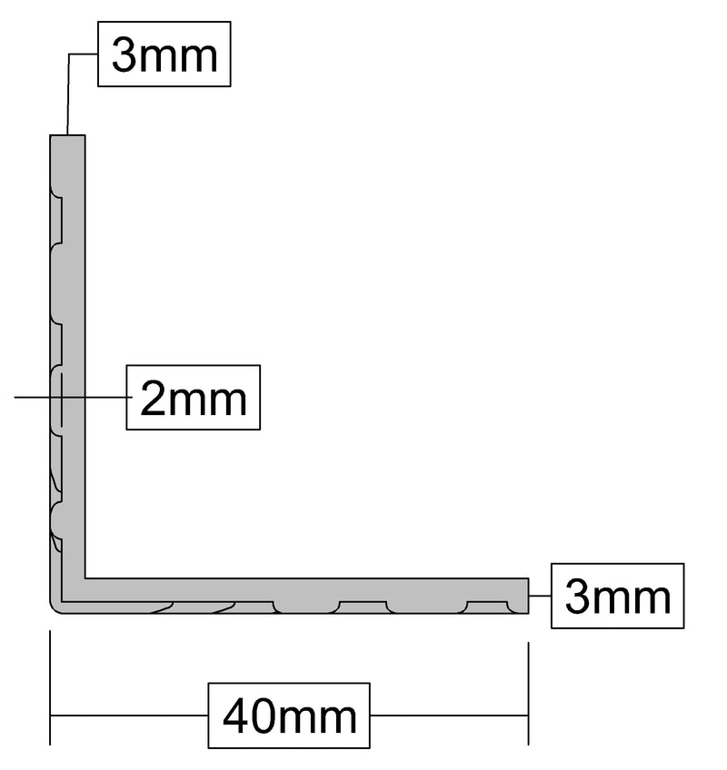 High-Durable Matt Aluminium Checker Angle 40mm For Internal And External Use