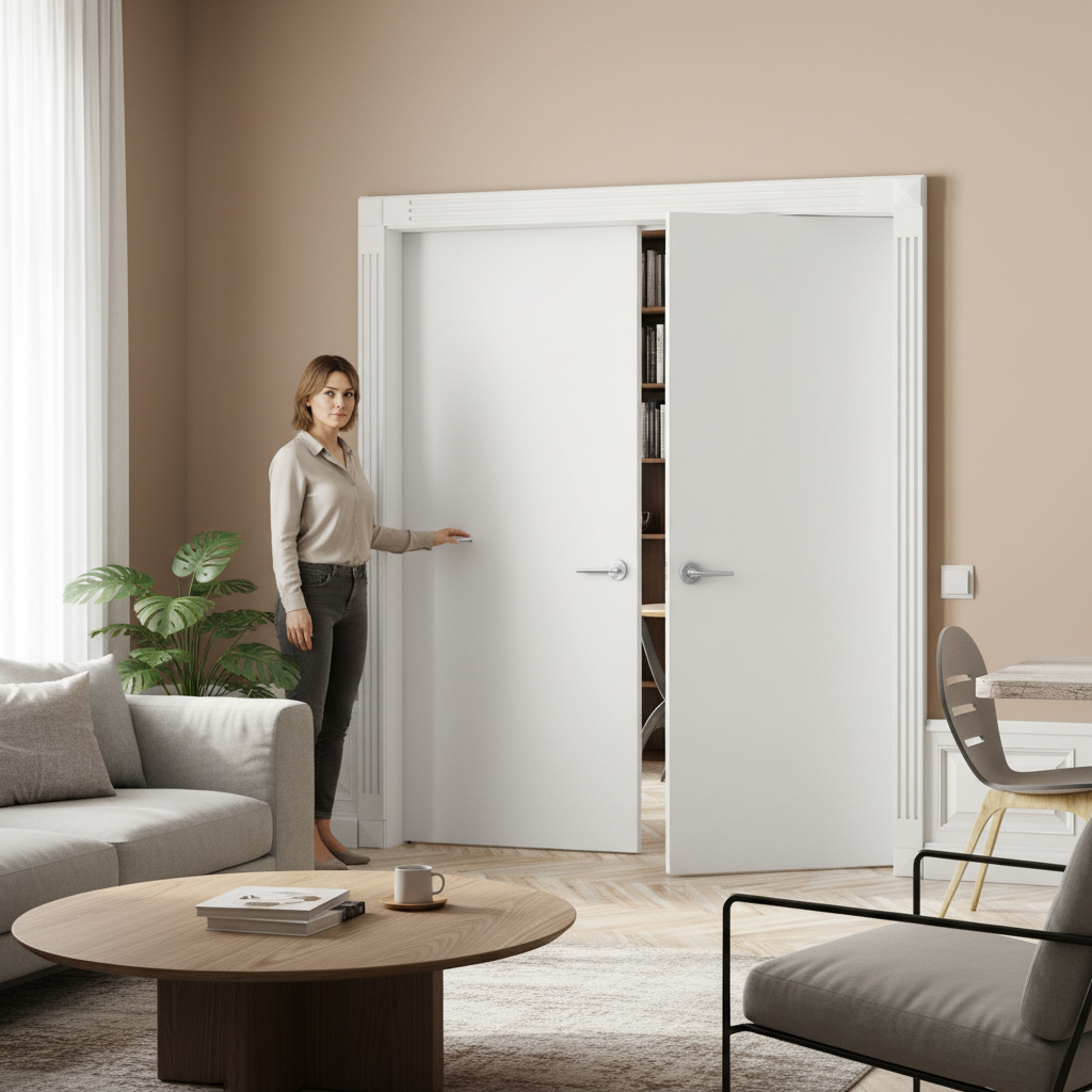 Internal White Primed Lifestyle Flush Pair Door Set - Con...