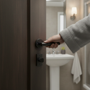 Matt Black Knurled Bathroom Door Handle Set | Privacy Bullet Latch | Round Rose