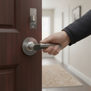 Two-Tone Chrome Lever On Round Rose Handle Set | Hinges & Mortice Latch Included