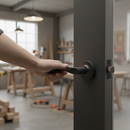 Premium Twist Internal Lever Handle on Round Rose Latch Pack, Stylish Matt Black Finish with Ball Bearing Hinges for Contemporary Doors