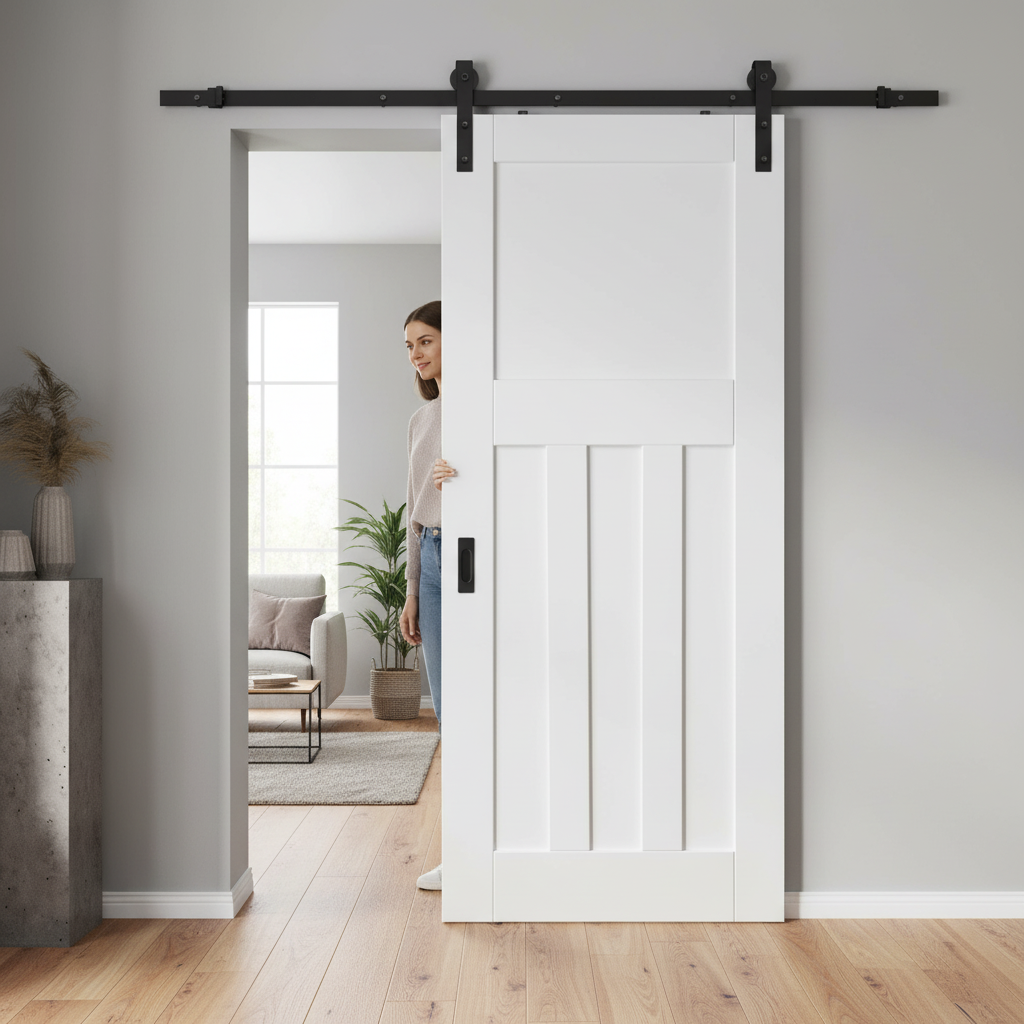 Internal White Primed 1930's DX 4 Panel Sliding Door Set