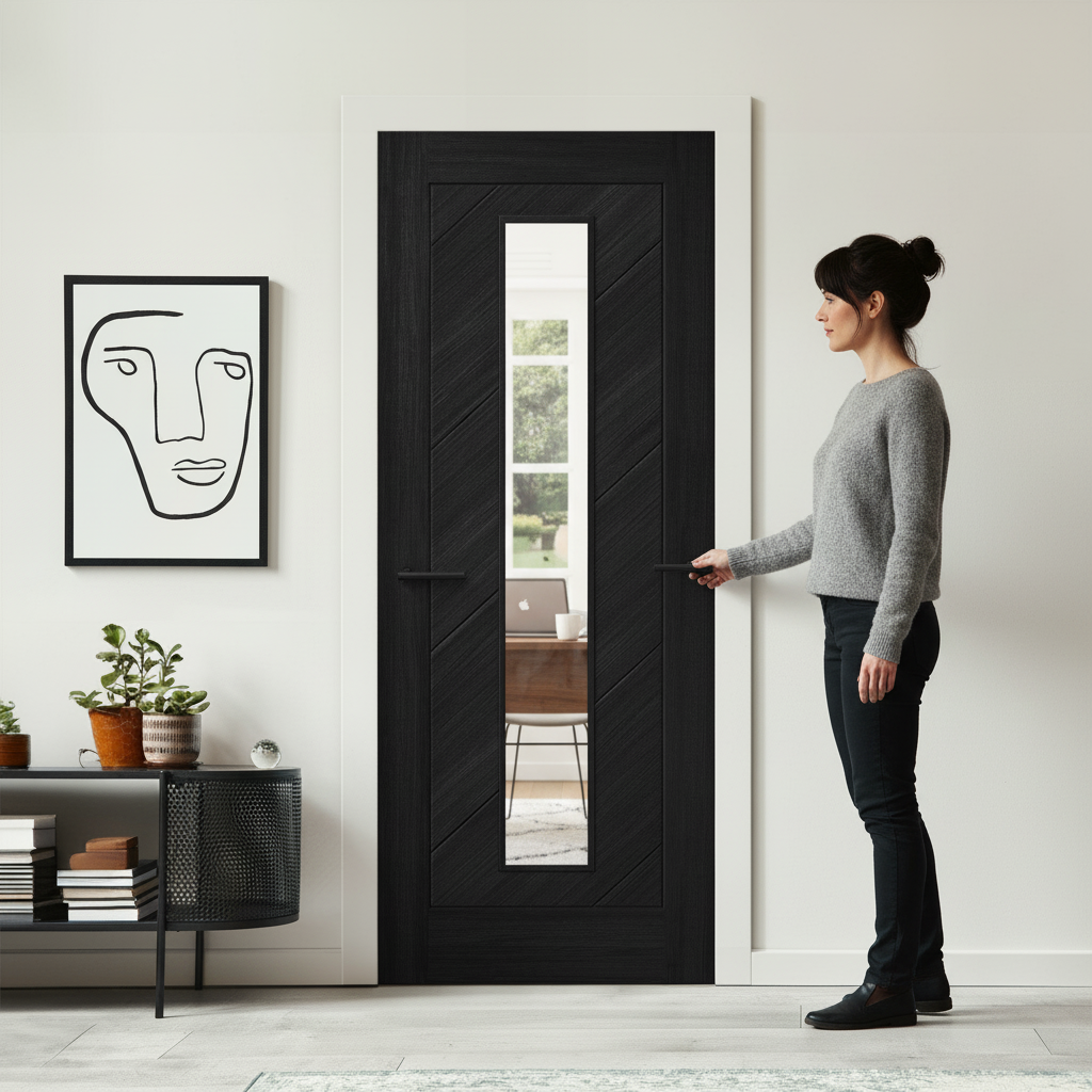 Internal Fully Finished Laminate Clear Glass Door