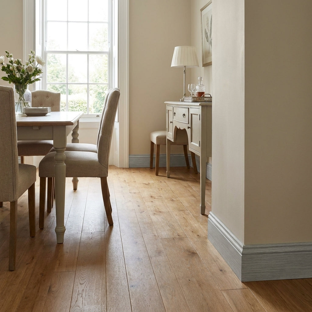 Round Pencil Laminate Skirting Board 2400mm Off-White 15mm x 95mm