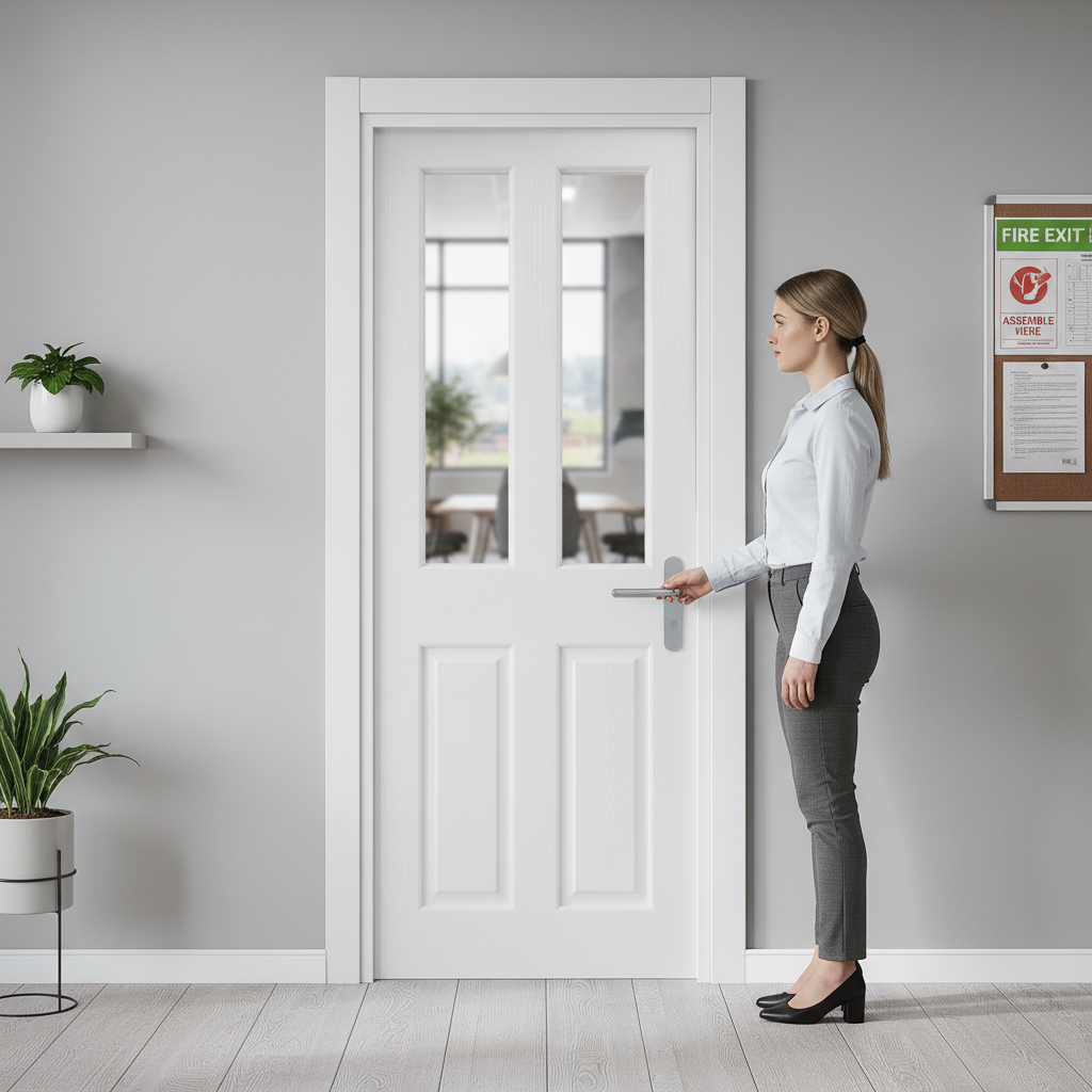 Internal Fire Door with Clear Glass Panels