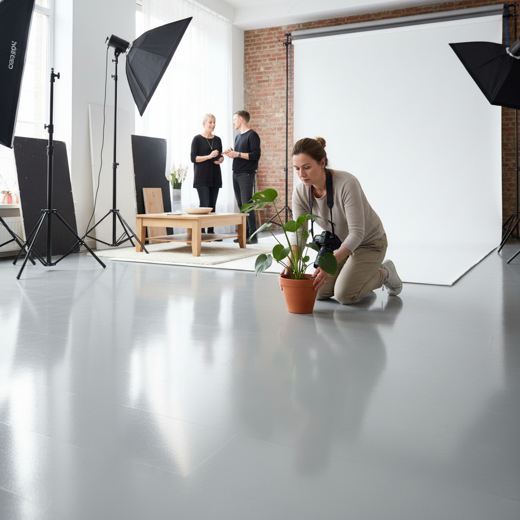 High Gloss Laminate Flooring - Light Grey 8mm Wide Body Tile