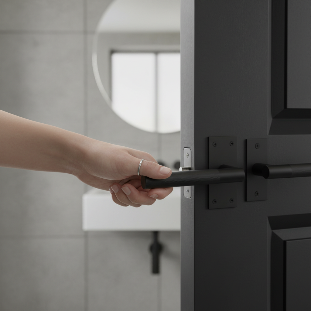 Linear Lever Bathroom Handle Set with Backplate - Elegant...