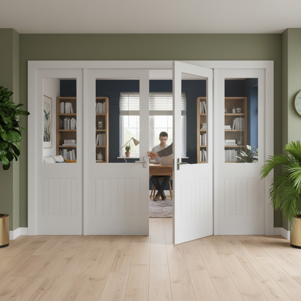 Internal Room Divider Set with Clear Glass Panels