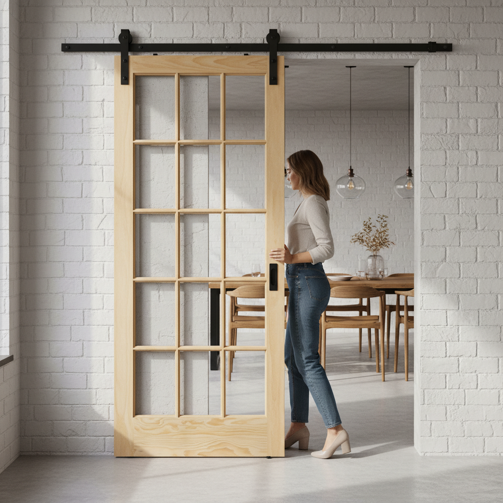Internal Clear Pine Unfinished Sliding Door Set