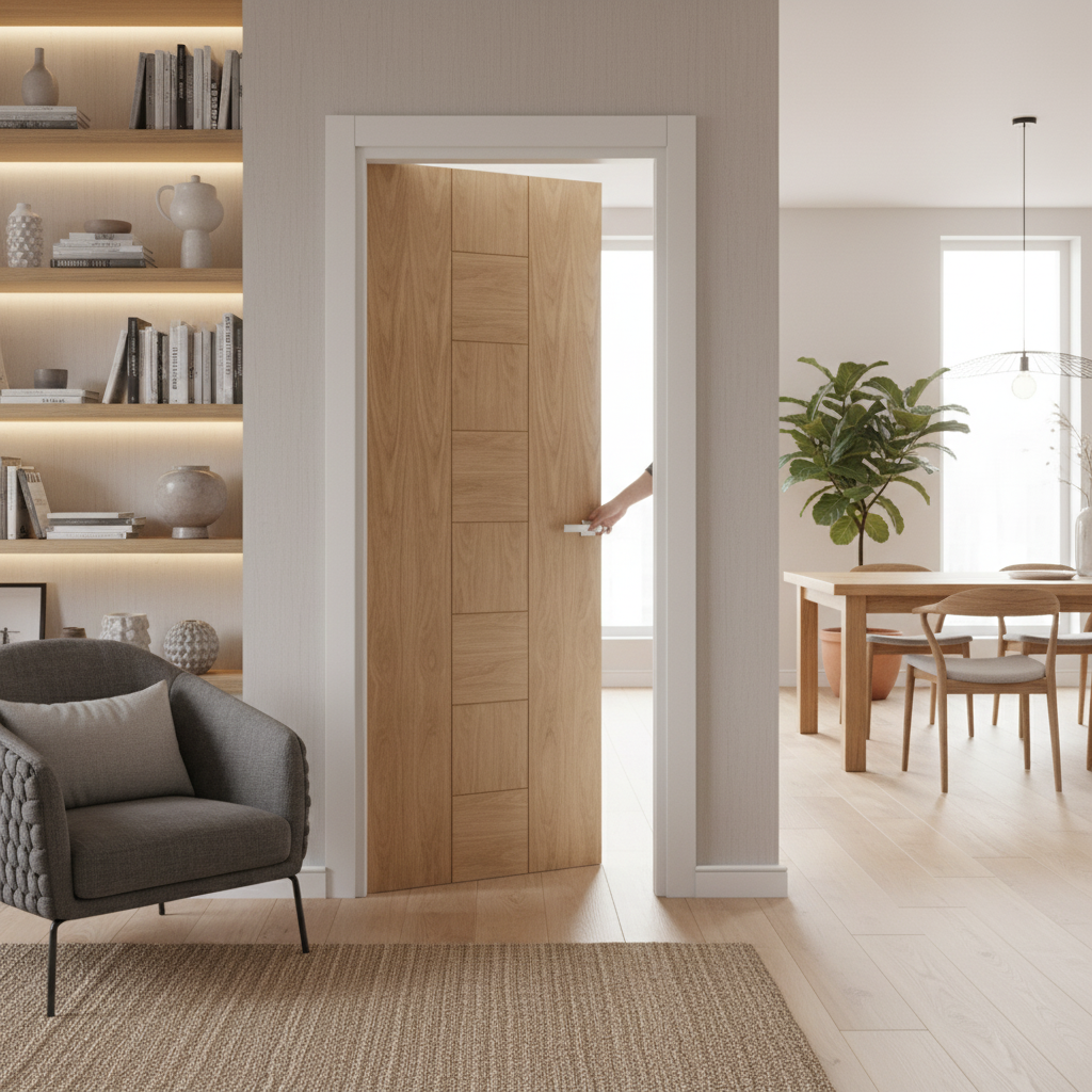 Premium Modern Internal Unfinished Cube Door with Customizable Surface and Durable White Oak Construction