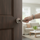Round Lever Door Handle with Dual-Finish Satin Nickel