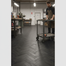 Premium Water-Resistant 8mm Ultra Matt Laminate Flooring - Black Herringbone Design with Click System for Home and Commercial Use
