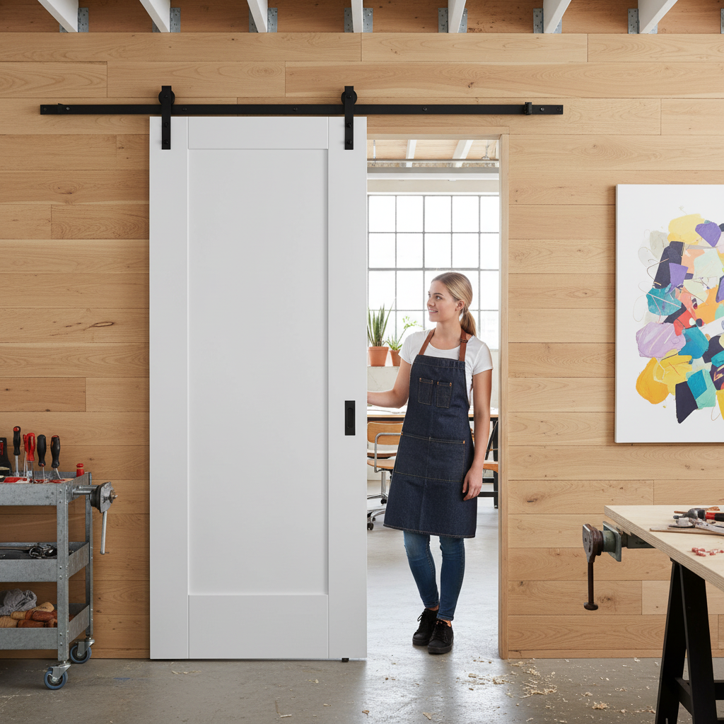 White Internal Primed Pattern 10 1 Panel Sliding Door