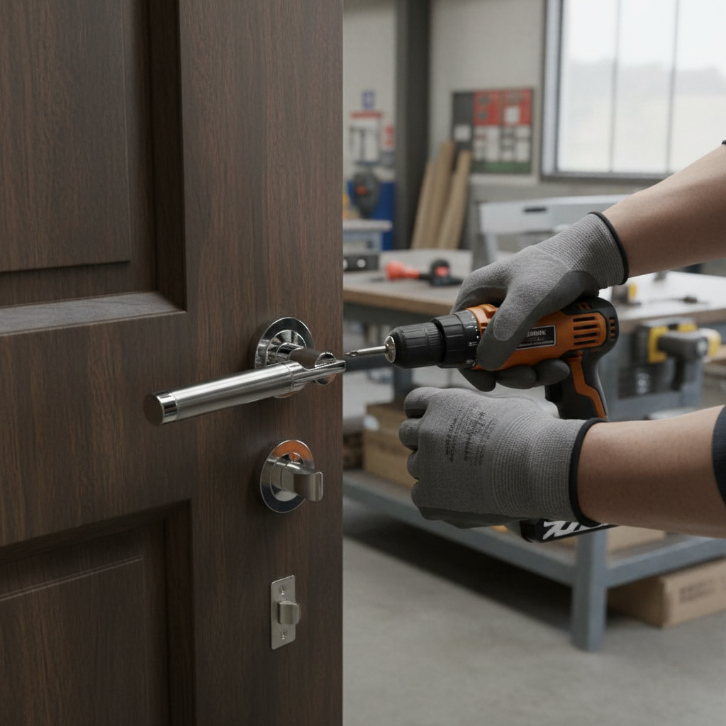 Round Lever Fire Door Handle Set with Satin and Polished ...