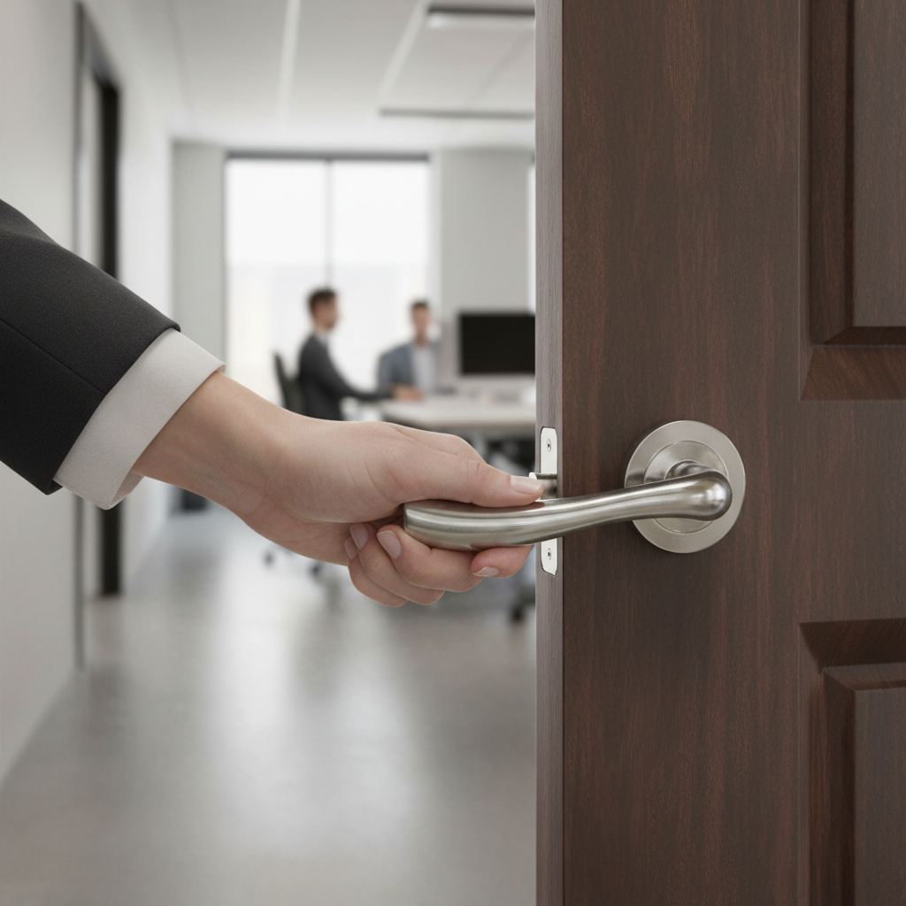 Premium Texas Round Lever Door Handle with Modern Curved Design in Satin Chrome Finish for Contemporary Interiors