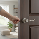 Round Lever Door Handle with Satin Nickel Finish - Elegant