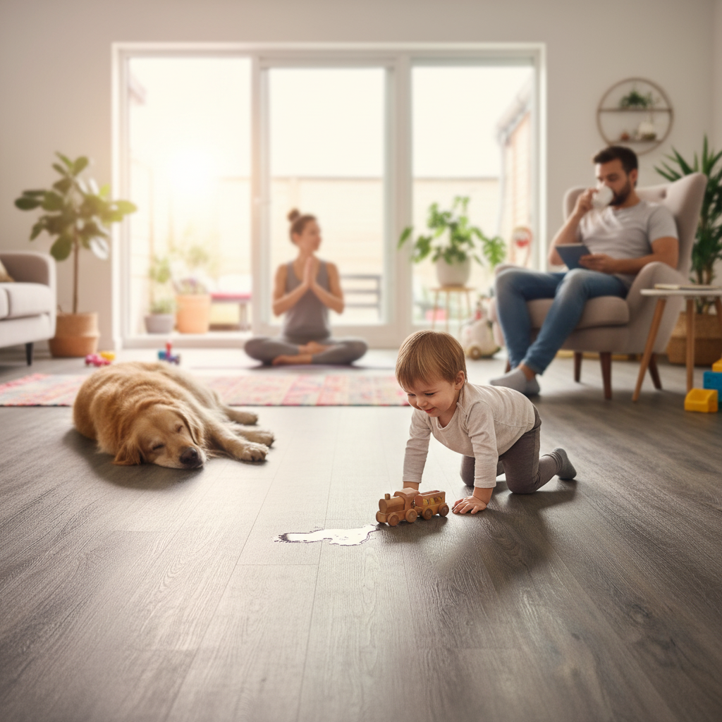 Premium 6mm Rigid Core Vinyl Flooring with Waterproof Surface and Click Fitting System for Easy Installation