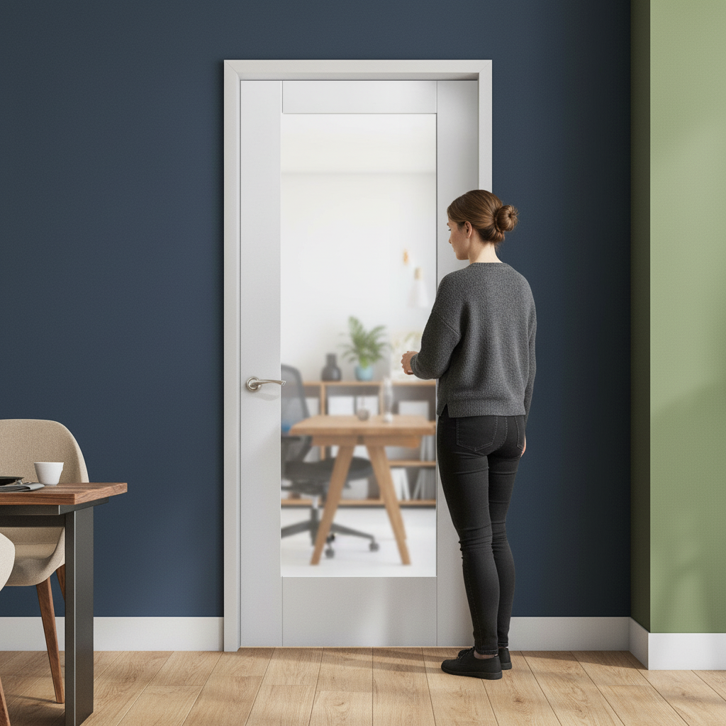 Internal White Door with Obscure Glass Pane - Primed